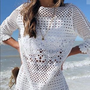 Willow off white crochet swim cover-up